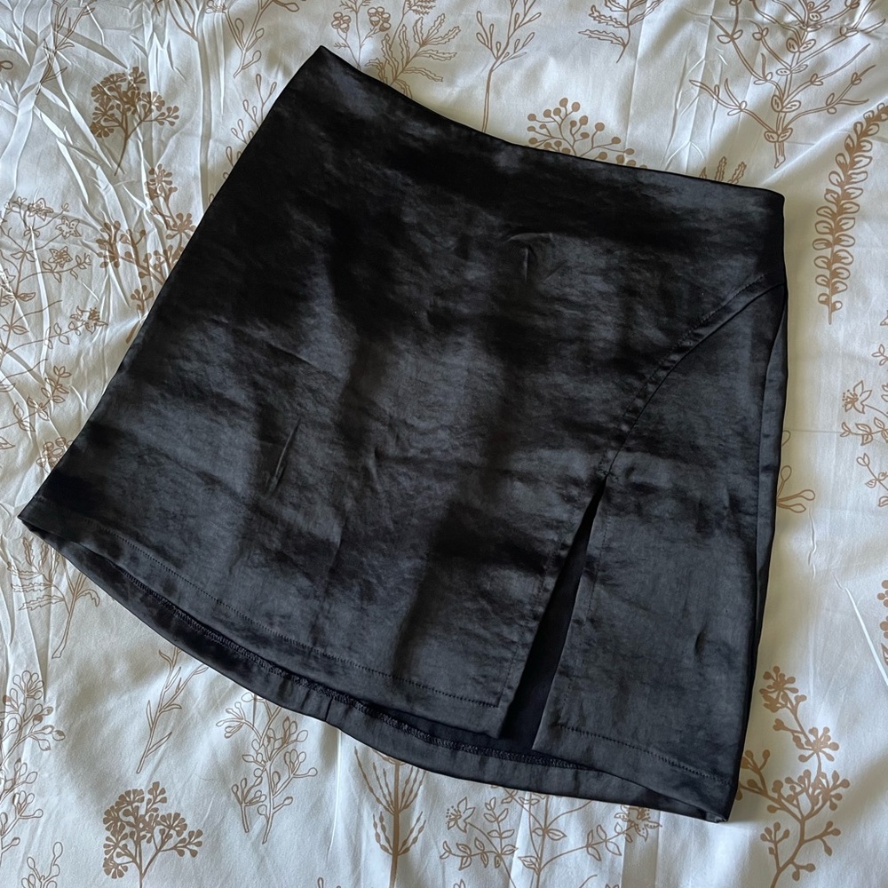 Black High-Rise Skirt with Split